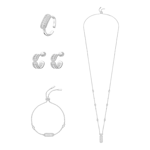 طقم فاين بتصميم ثنائي / اللون الفضي