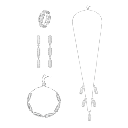 طقم فاين بتصميم متعدد / اللون الفضي