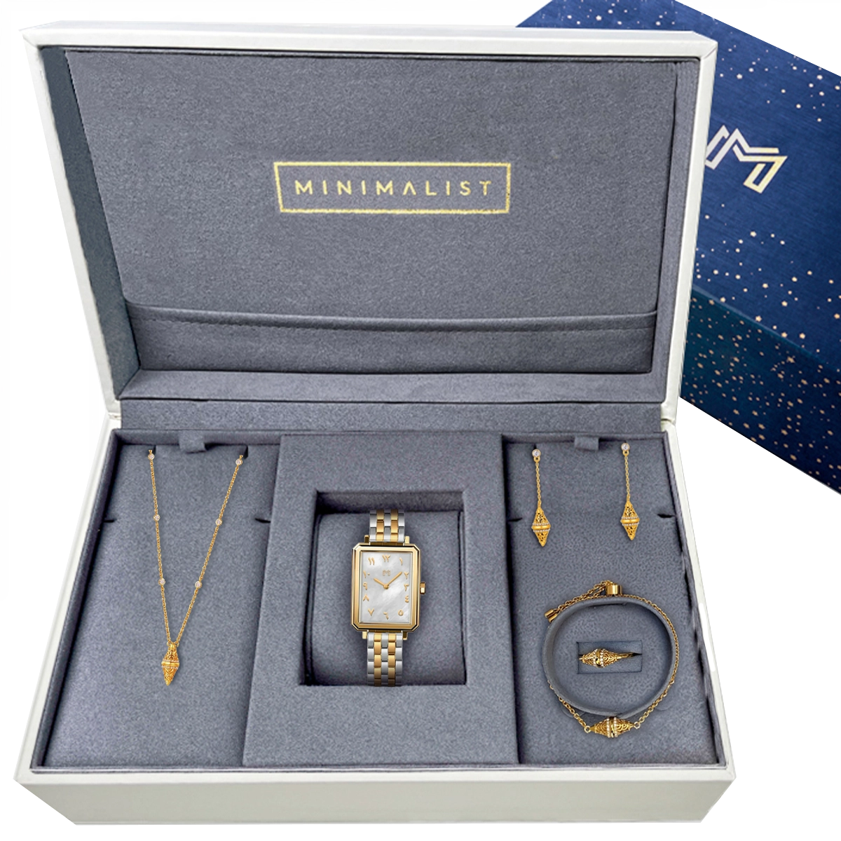 طقم لانترن بتصميم بسيط / اللون الذهبي