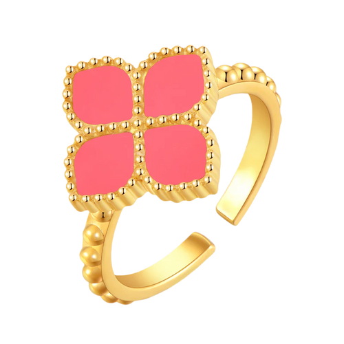 جوري / خاتم العقيق الوردي باللون الذهبي