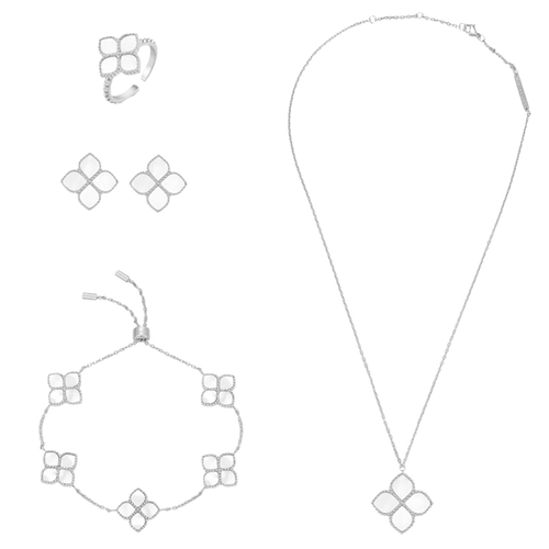 جوري / طقم اللؤلؤ باللون الفضي