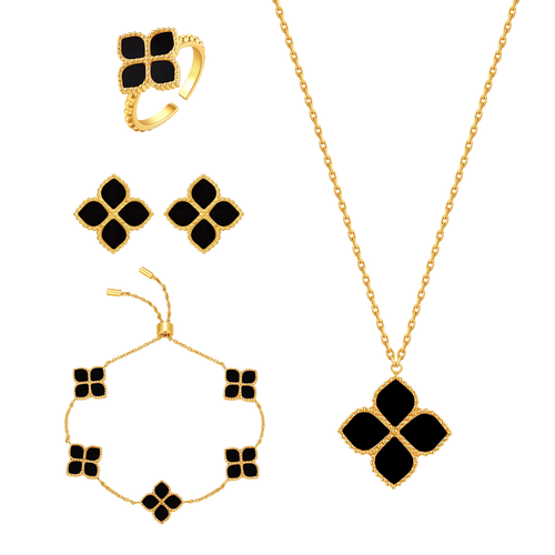 جوري / طقم الحجر الأسود باللون الذهبي