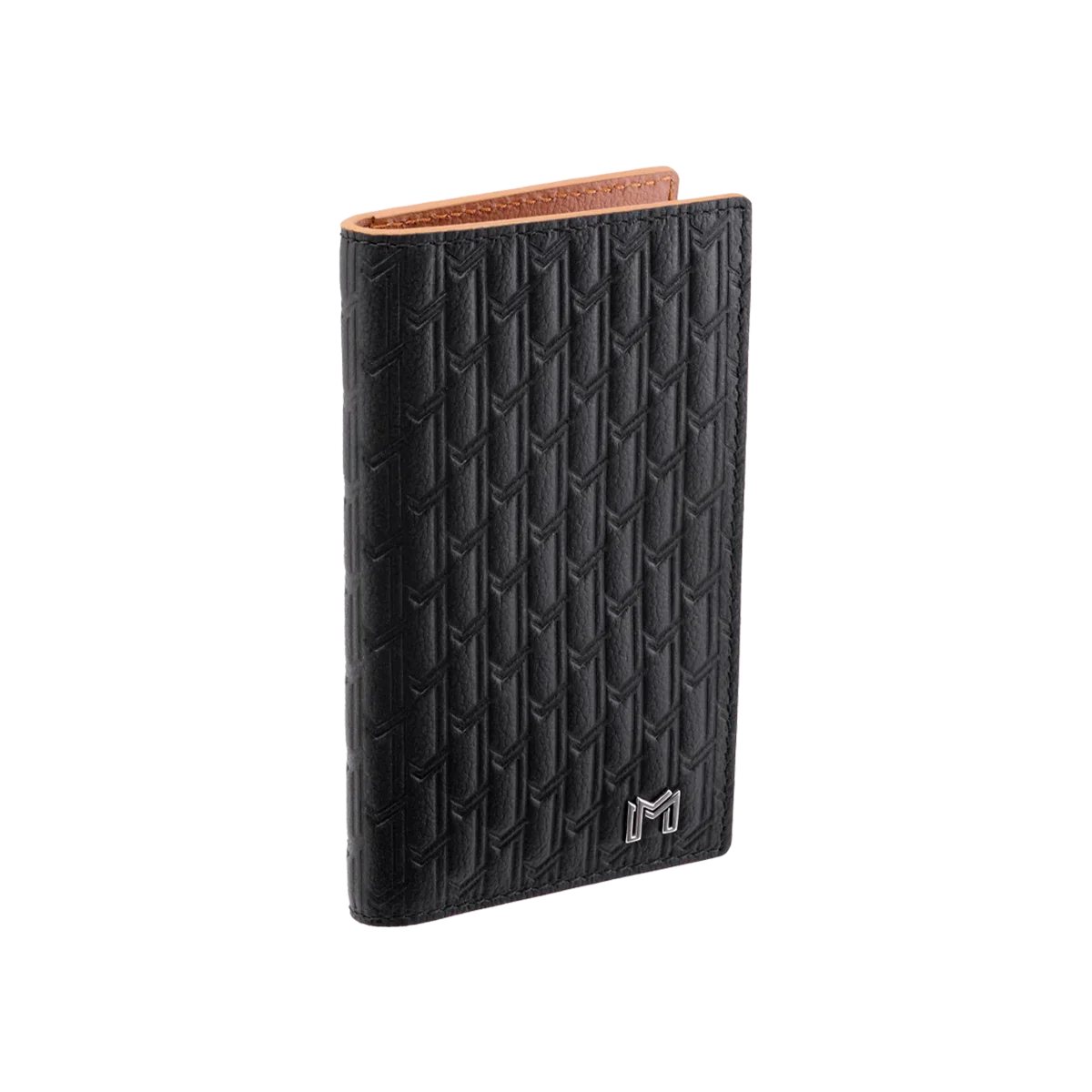 جلد الجمل أسود مع تان / فضي