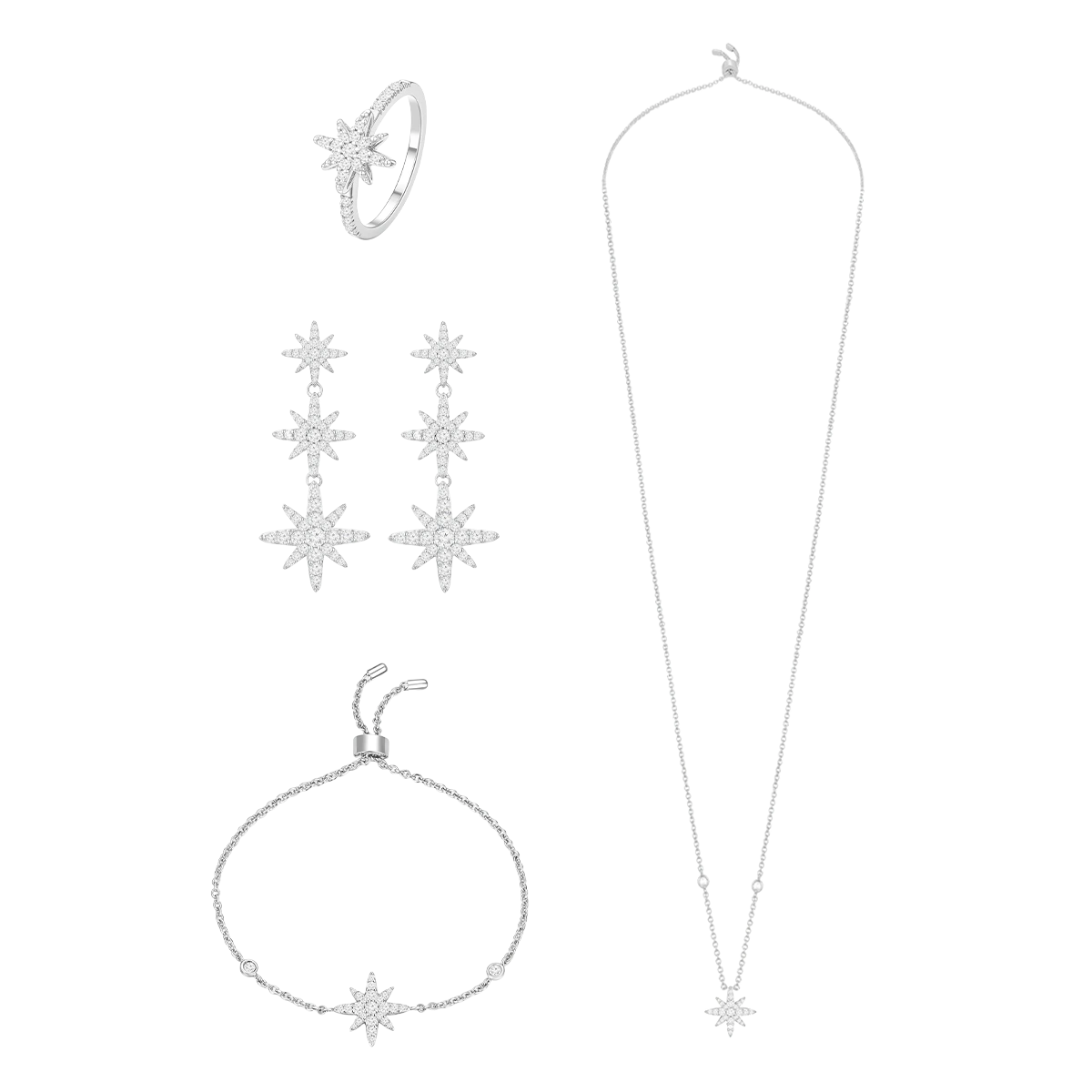 طقم مون ستار بتصميم بسيط / اللون الفضي