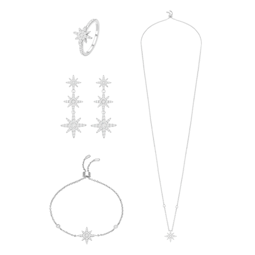 طقم مون ستار بتصميم بسيط / اللون الفضي