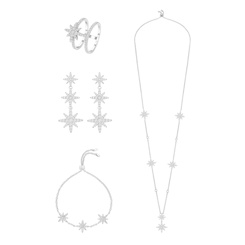 طقم مون ستار بتصميم ثلاثي / اللون الفضي