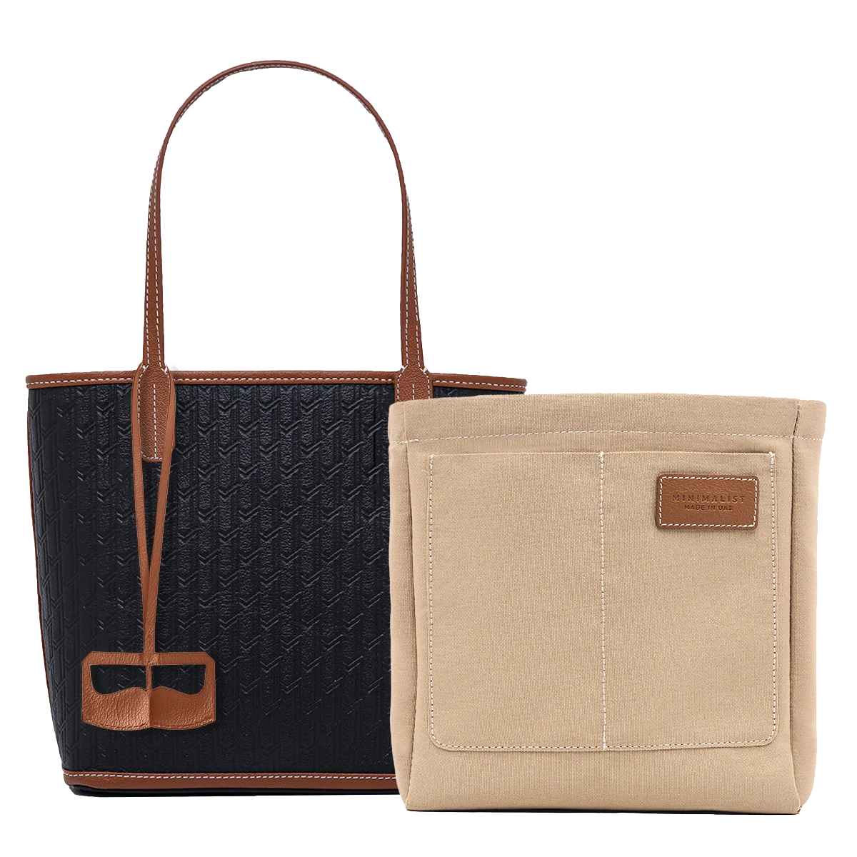 شنطة ميني توت / اسود مع تان