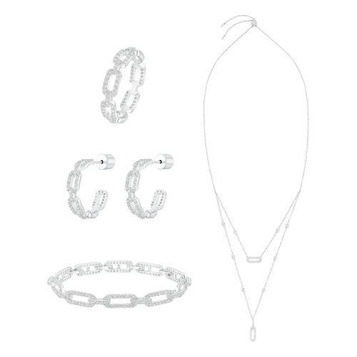 لينكس/ طقم باللون الفضي بالتصميم الكلاسيكي