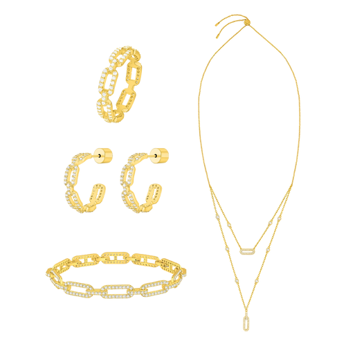 لينكس/ طقم باللون الذهبي بالتصميم الكلاسيكي