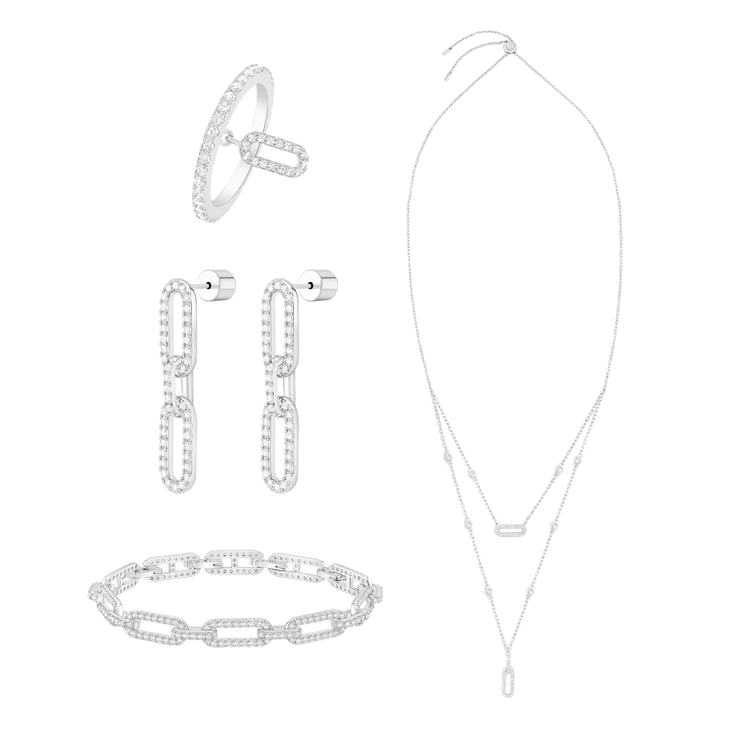 لينكس/ طقم باللون الفضي بالتصميم الأيقوني