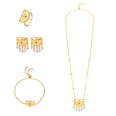 شناف / طقم اللؤلؤ باللون الذهبي