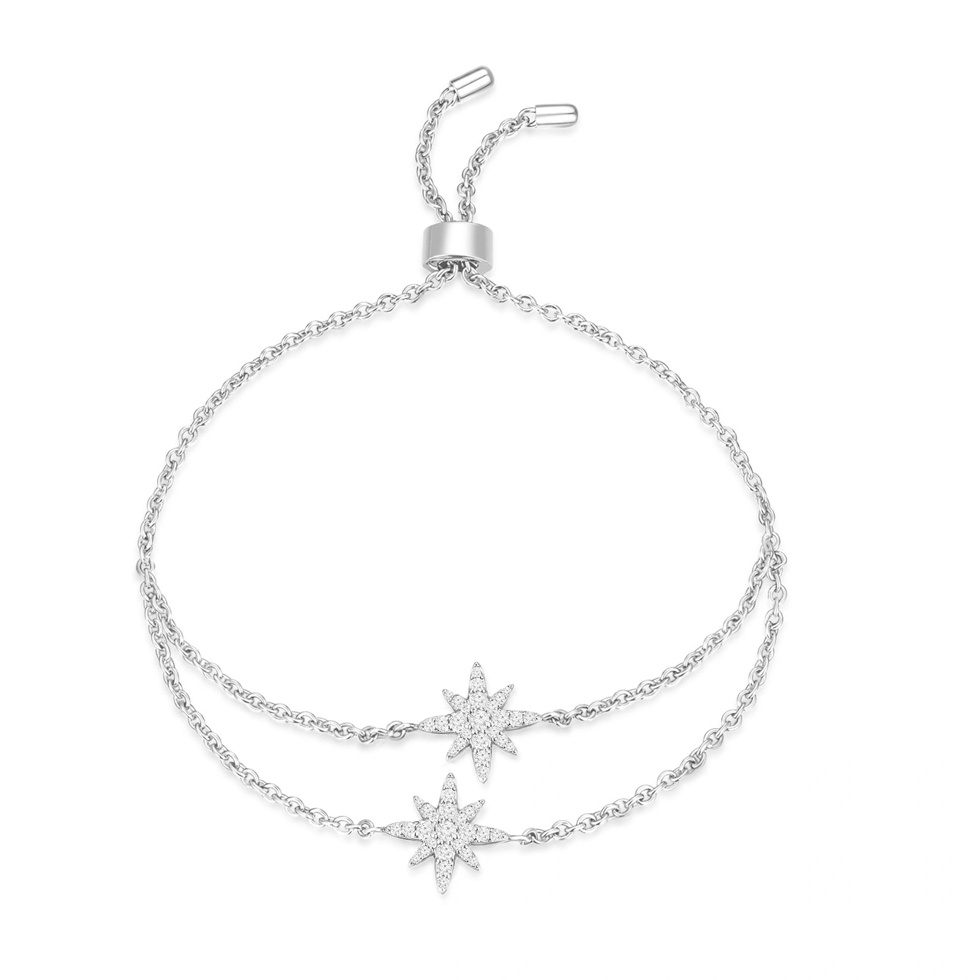 سوار مون ستار بتصميم متعدد / اللون الفضي