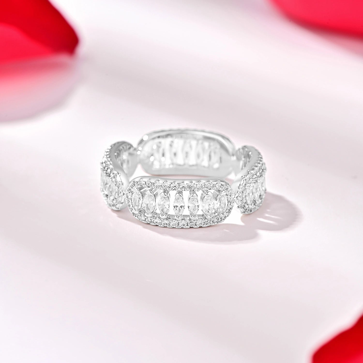 خاتم فاين بتصميم متعدد / اللون الفضي