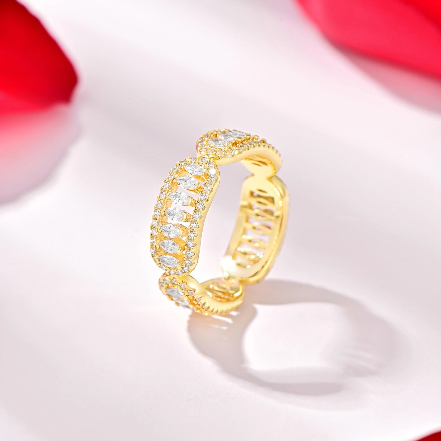 خاتم فاين بتصميم متعدد / اللون الذهبي