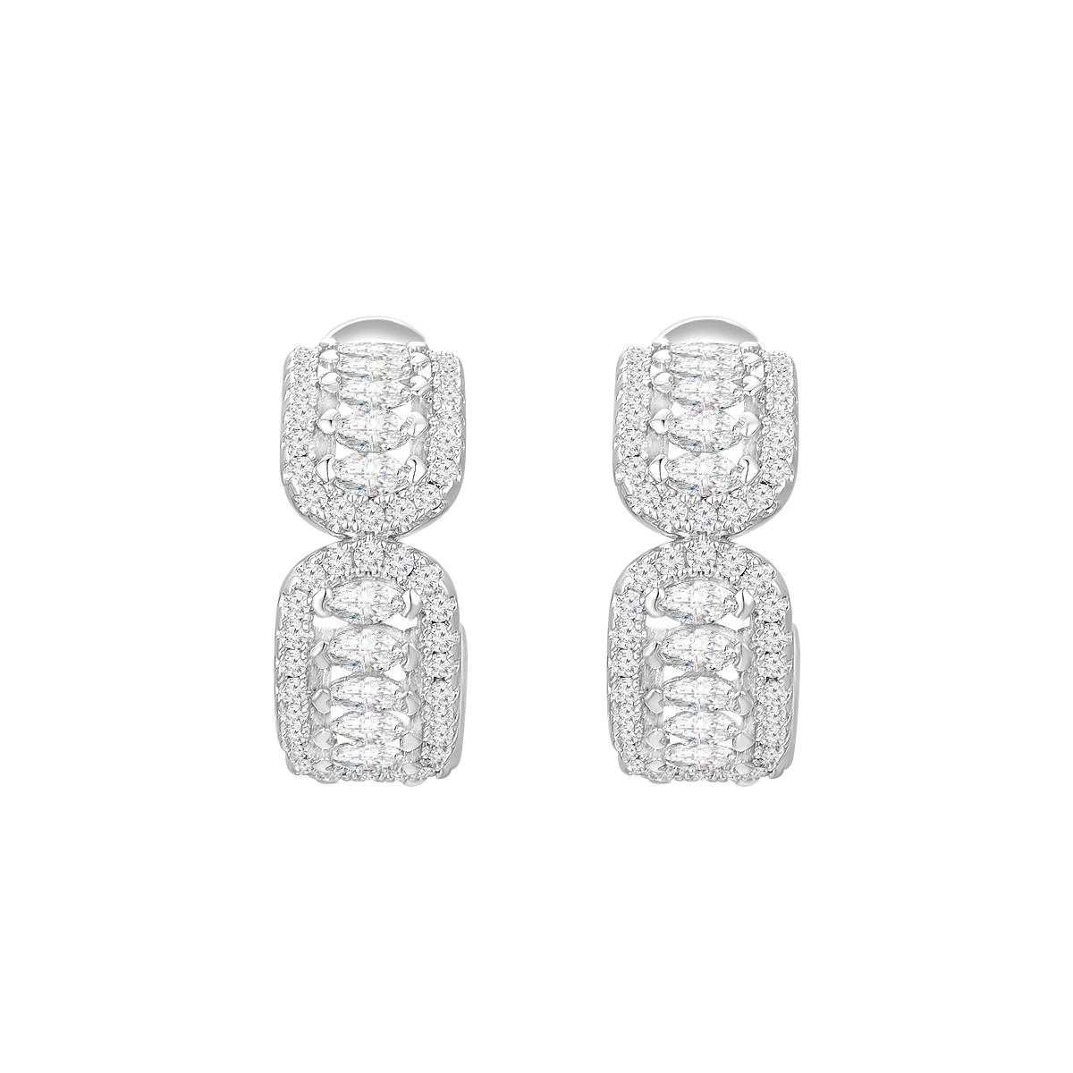 أقراط فاين بتصميم دائري / اللون الفضي