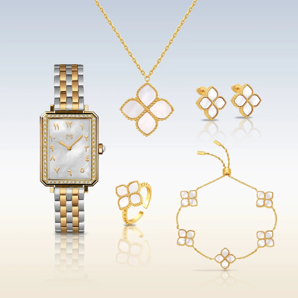 مجموعة هدية أمل/ جوري ذهبي للنساء