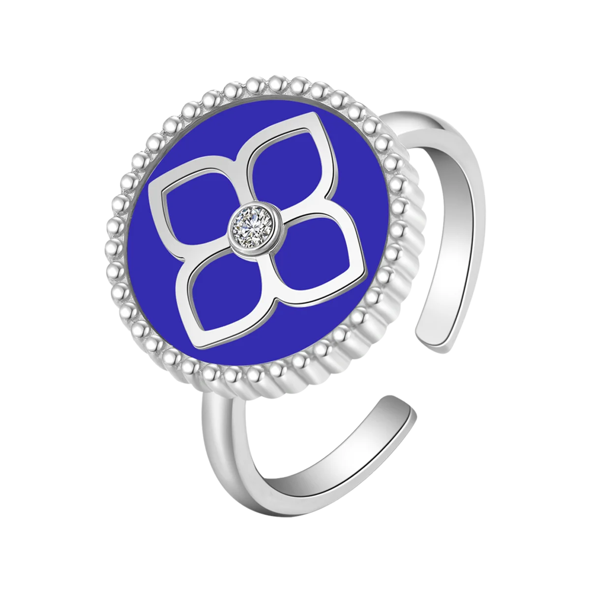 أميرة / خاتم الحجر الأزرق باللون الفضي