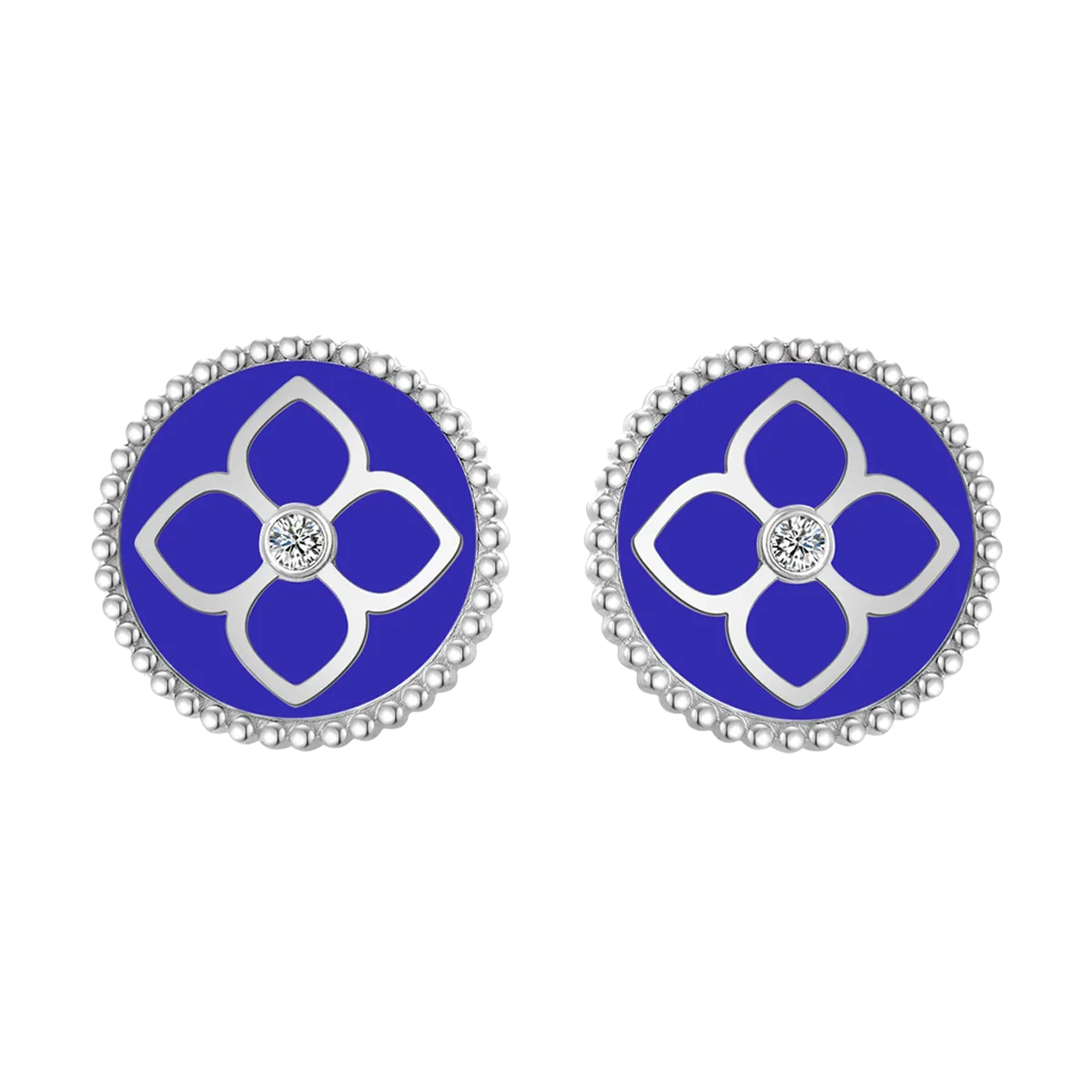 أميرة / أقراط الحجر الأزرق باللون الفضي