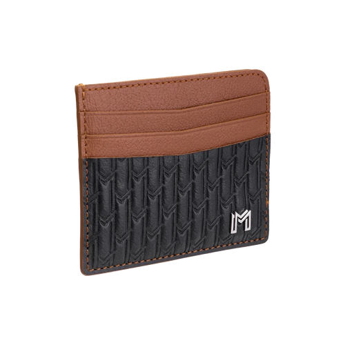 جلد الجمل أسود مع تان / فضي