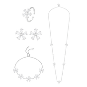 ديزي فلاور/ تصميم بزخارف متعددة طقم اللون الفضي