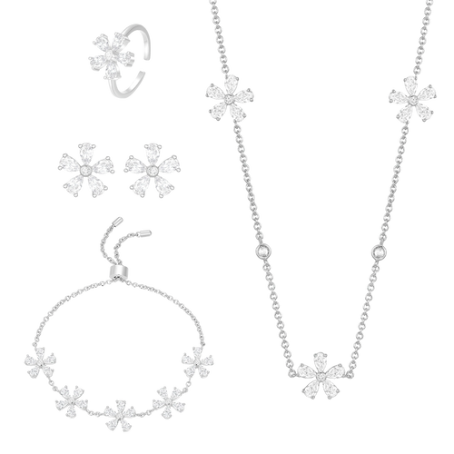 ديزي فلاور/ تصميم بزخارف متعددة طقم اللون الفضي