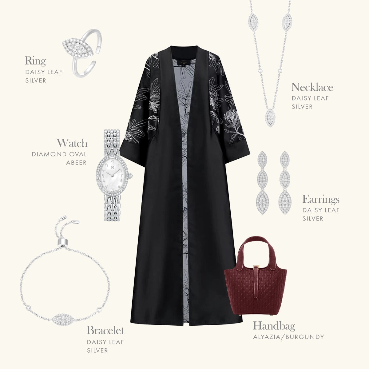 ديزي ليف / طقم باللون الفضي