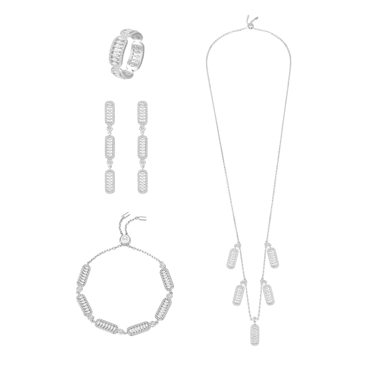 طقم فاين بتصميم متعدد / اللون الفضي