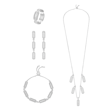 طقم فاين بتصميم متعدد / اللون الفضي