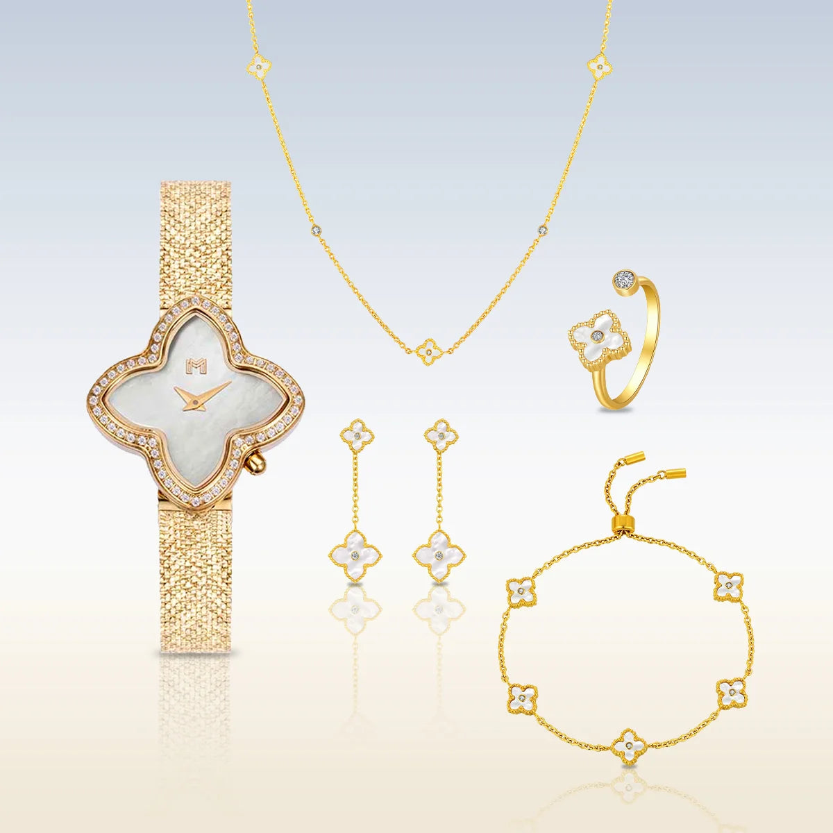 مجموعة هدية جواهر/ ميني جوري ذهبي للنساء