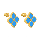 جوري / أقراط العقيق التركوازي باللون الذهبي