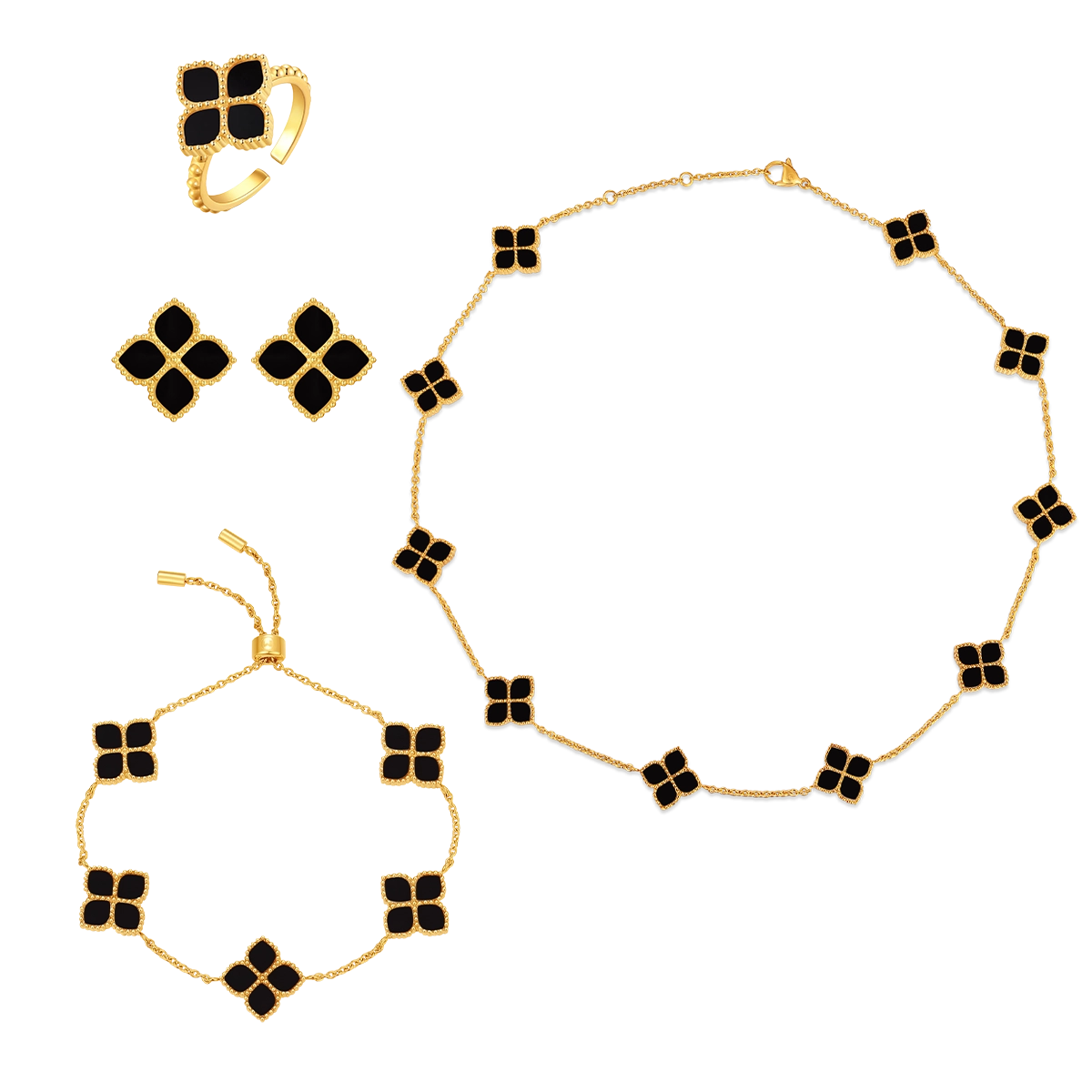 جوري / طقم الحجر الأسود باللون الذهبي
