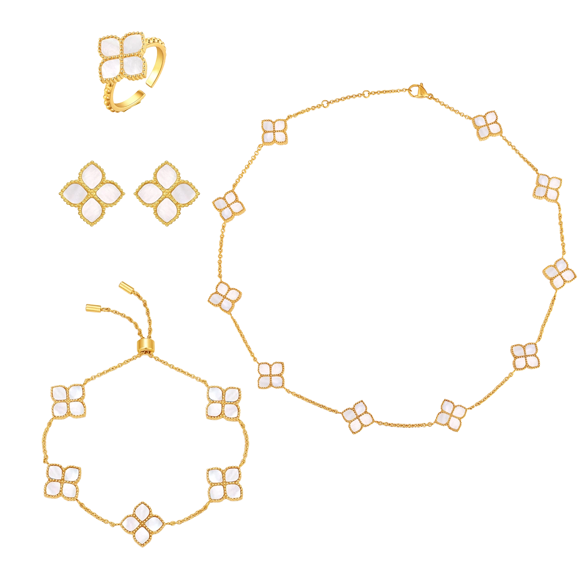 جوري / طقم اللؤلؤ بلون الذهب 