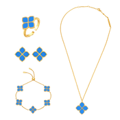 جوري / طقم العقيق التركوازي باللون الذهبي