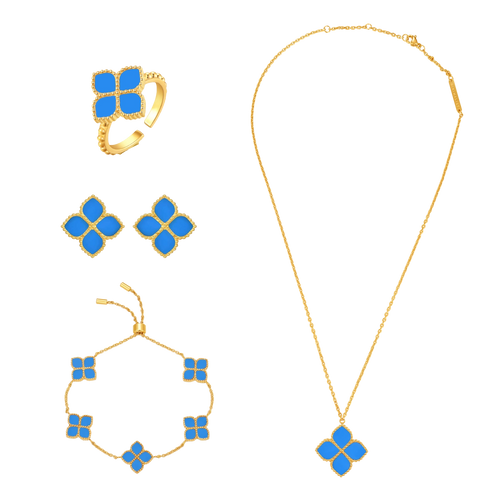 جوري / طقم العقيق التركوازي باللون الذهبي