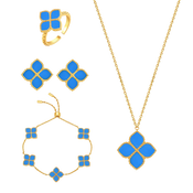 جوري / طقم العقيق التركوازي باللون الذهبي