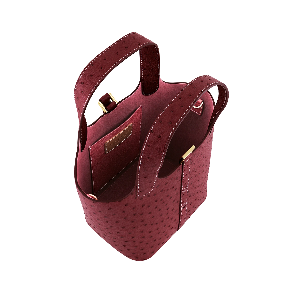 شنطة اليد اليازية من جلد النعام / بورغندي