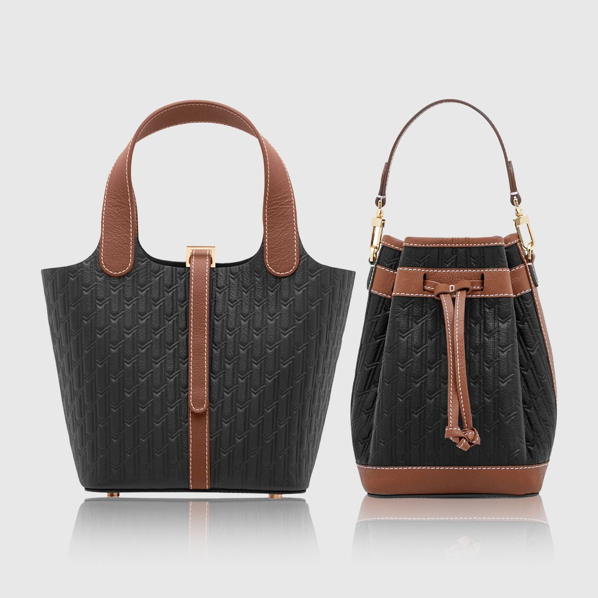 شنطة اليد اليازية / اسود و تان