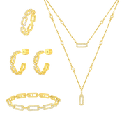 لينكس/ طقم باللون الذهبي بالتصميم الكلاسيكي