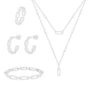 لينكس/ طقم باللون الفضي بالتصميم الكلاسيكي