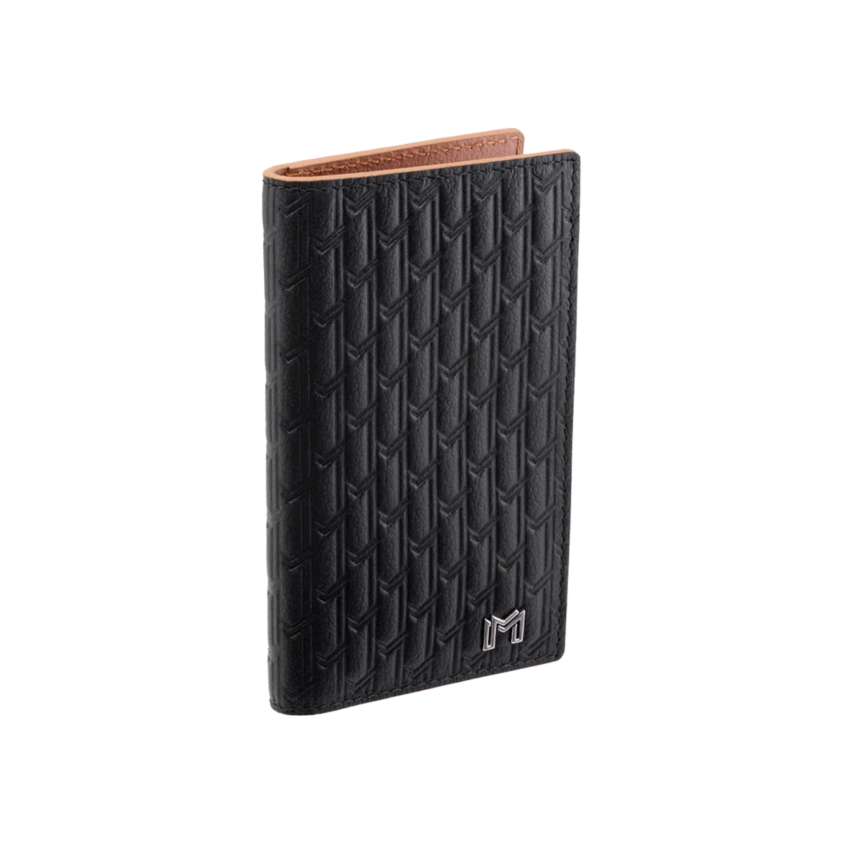 جلد الجمل أسود مع تان / فضي