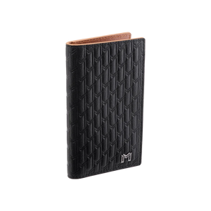 جلد الجمل أسود مع تان / فضي