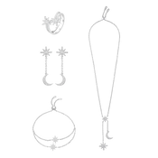 طقم مون ستار بتصميم ثنائي / اللون الفضي