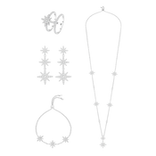 طقم مون ستار بتصميم ثلاثي / اللون الفضي