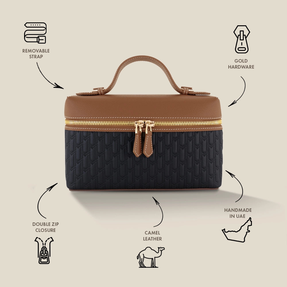 شنطة ميثاء / اسود و تان