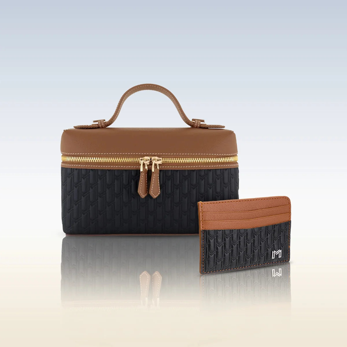 شنطة ميثاء / اسود و تان