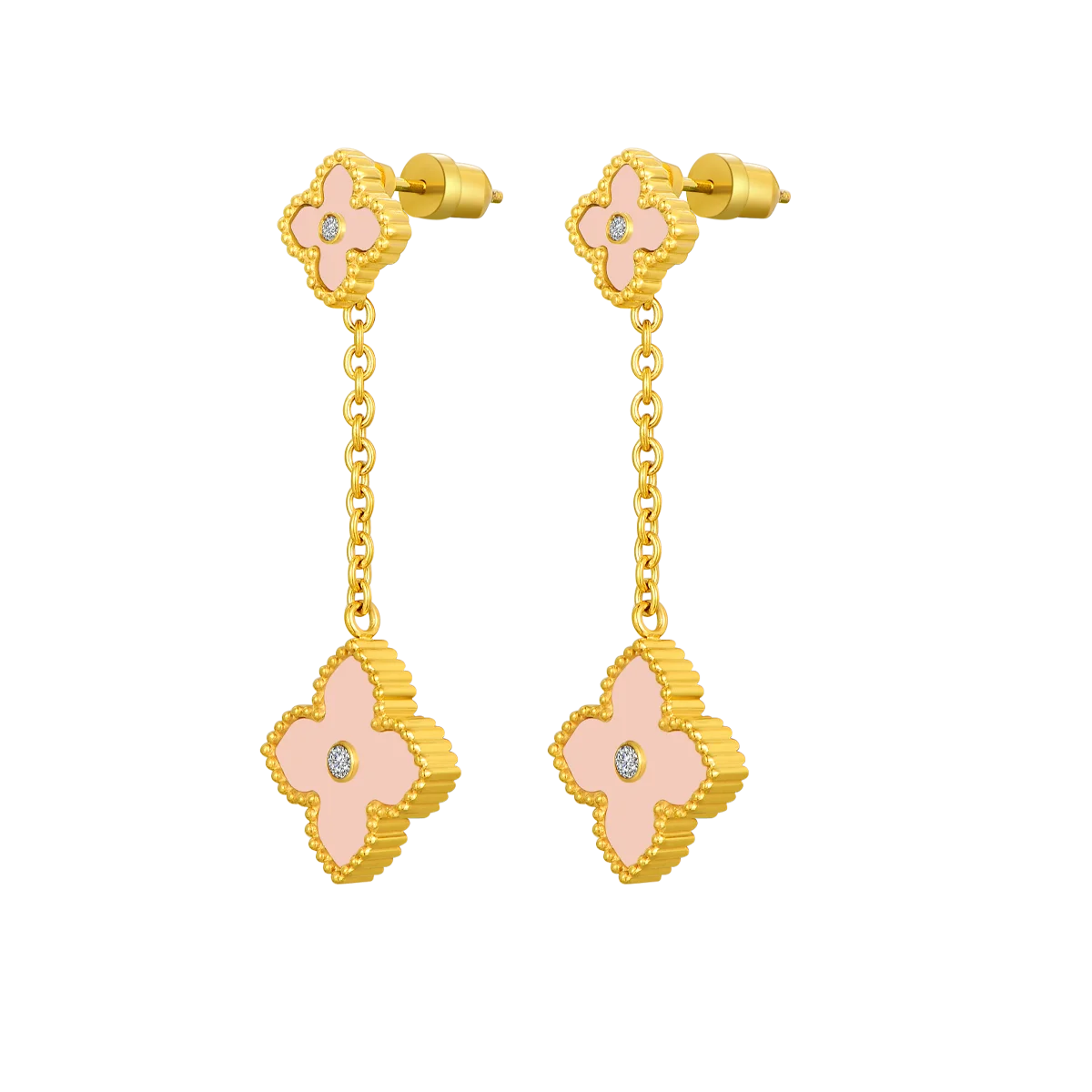 ميني جوري / أقراط وردي فاتح و ذهبي