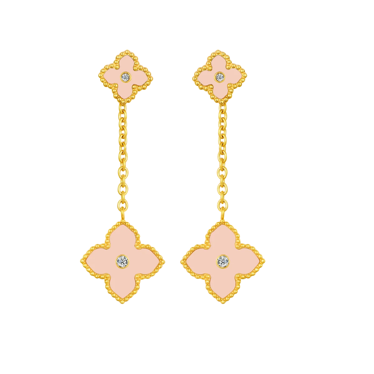 ميني جوري / أقراط وردي فاتح و ذهبي