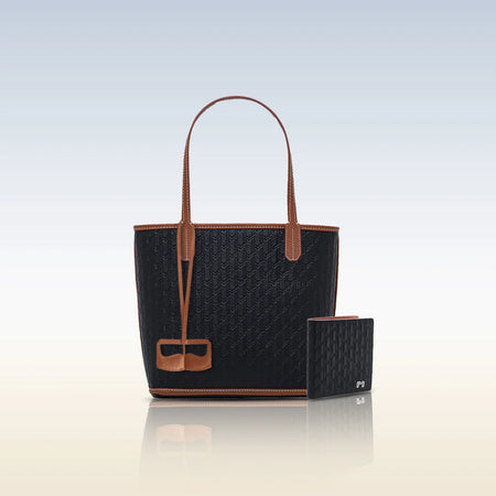 شنطة ميني توت / اسود مع تان