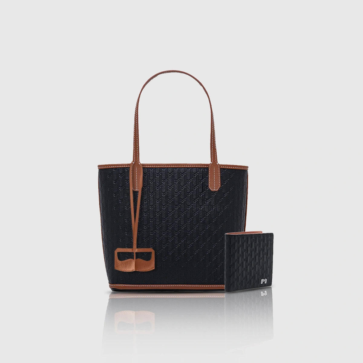 شنطة ميني توت / اسود مع تان