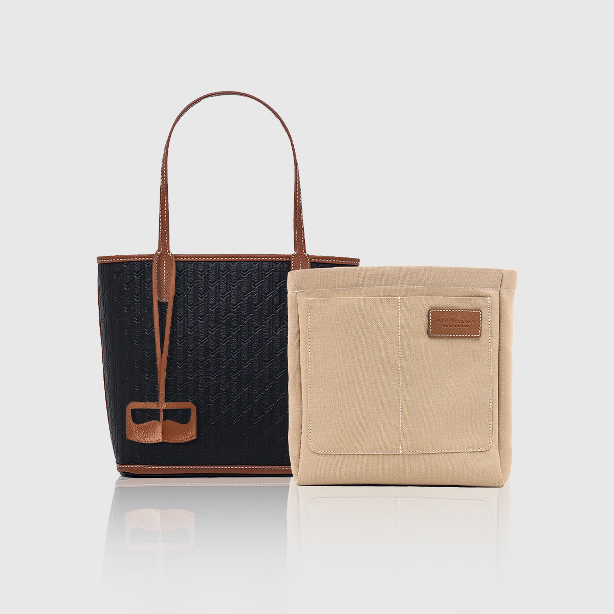 شنطة ميني توت / اسود مع تان